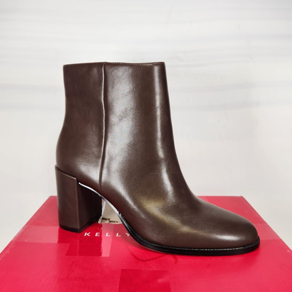 Kelly & Katie Meliza Bootie Women Size 9.5 Brunette Faux Leather Block Heel Boot